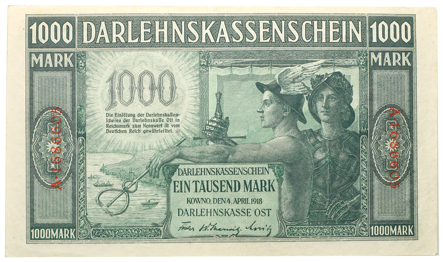 Polska OST. 1000 marek 1918 Kowno seria A